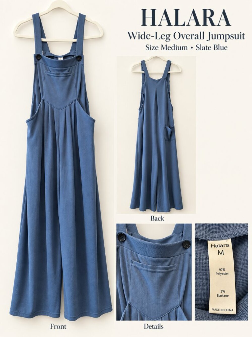 Halara Pockets Waffle Casual Overalls: Mountain Spring
